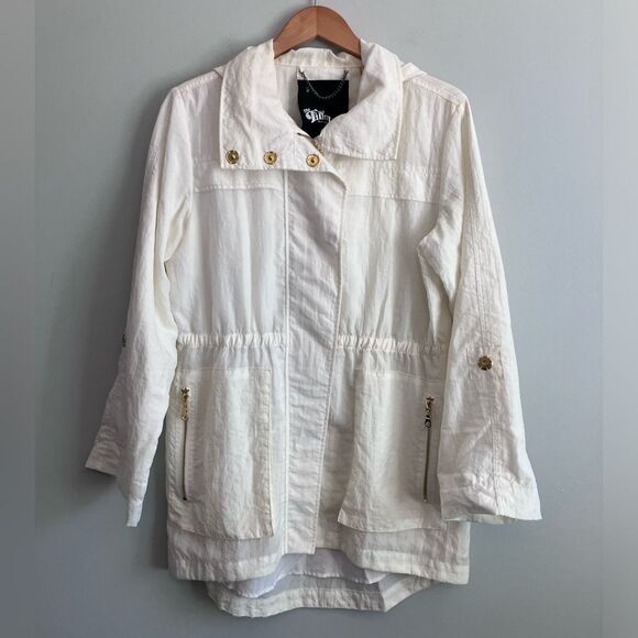filmore Jackets & Blazers - THE FILMORE Off White Hooded Windbreaker Rain Jacket Size S (could fit M)